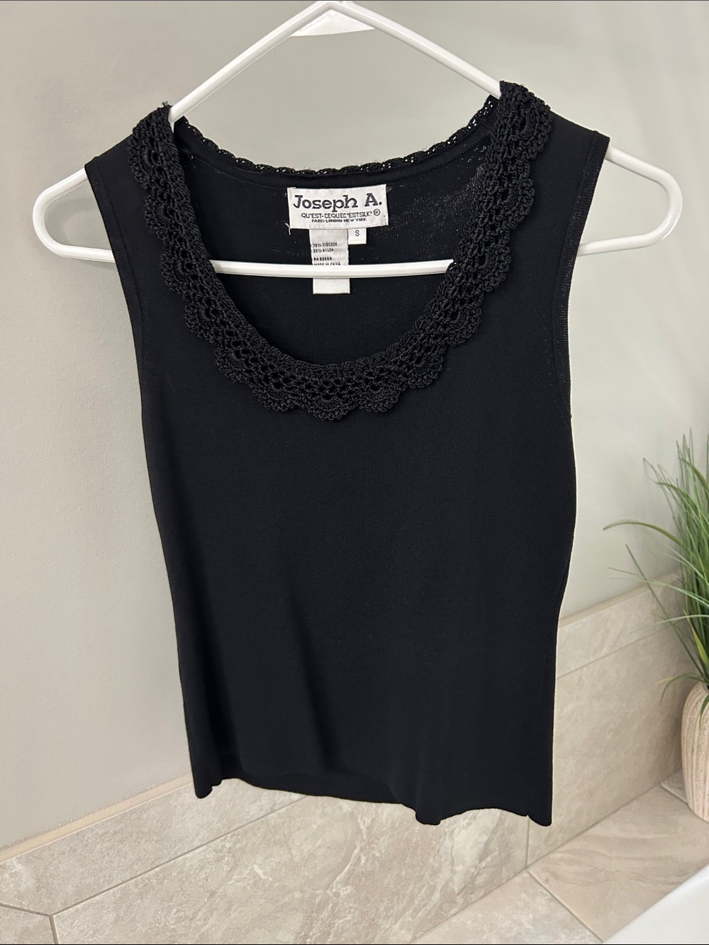 Joseph Black Crochet-Trim Tank Top